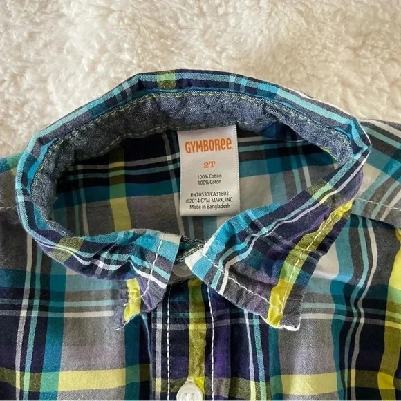 Gymboree 2T blue and yellow plaid button down shirt - Picture 3 of 3